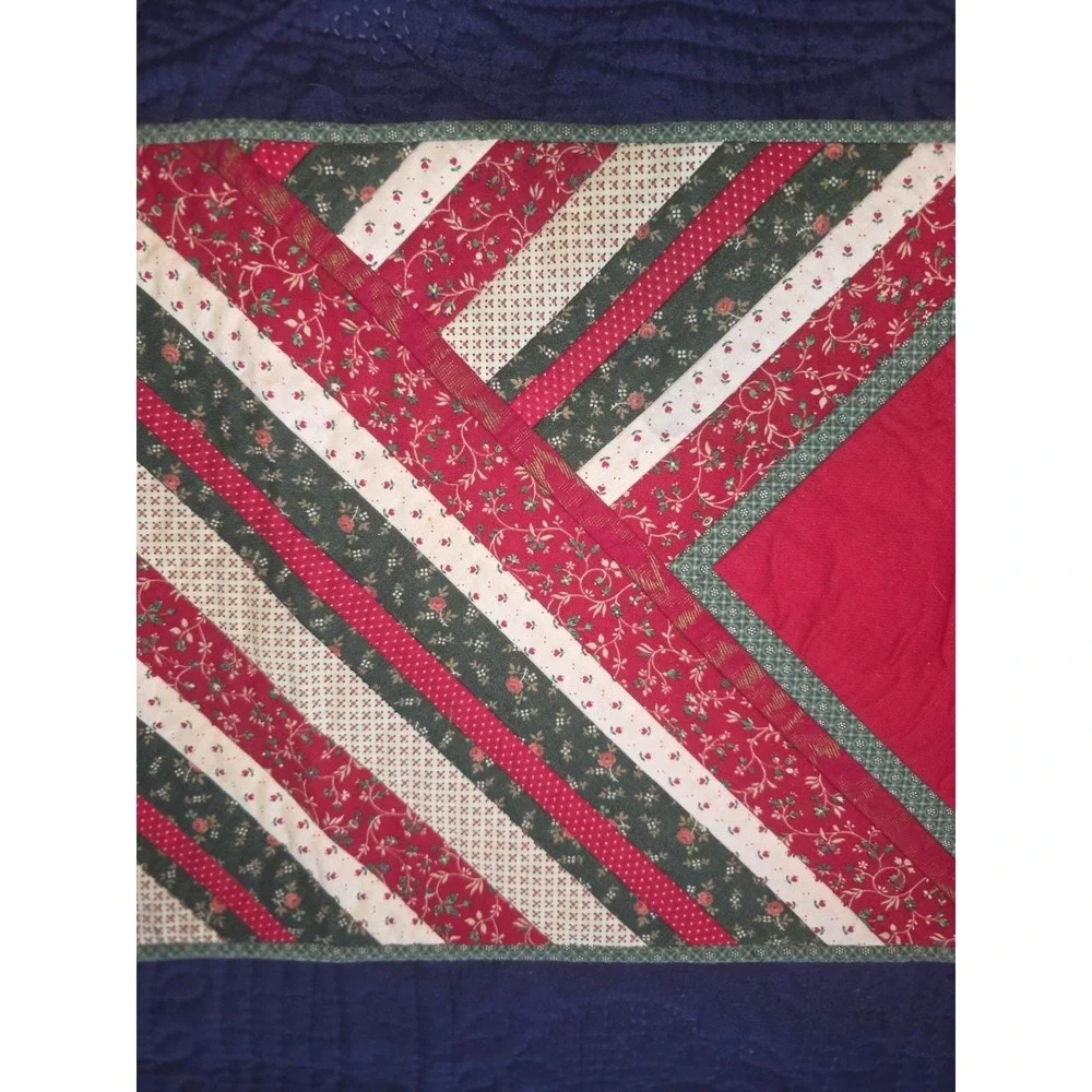 Handmade Christmas Quilt Table Runner 50x12 Red Green Patchwork Holiday Decor